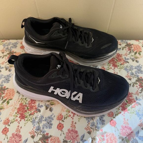Hoka One One Bondi Men's 9B 1127952 BWHT Running Athletic Sneaker Shoes Black - Picture 5 of 11